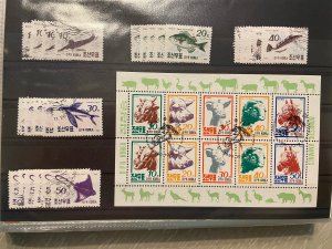 Korea DPR 1990 : Small Stock Fish Marine Life Farm Animals - VF Stamps + S/S