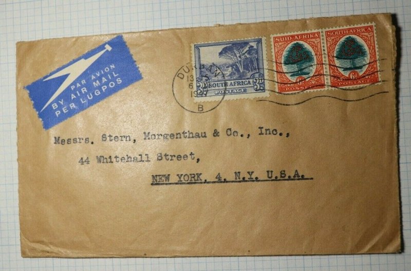 South Africa Airmail Cover To USA 1917 Used Pair Sc# 59 AMSCO Export Co
