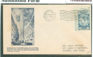 US 735a 1934 3c Byrd Expedition II imperf; single from the Farley mini-sheet on an addressed (stencil) first day cover with a Wa