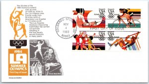 U.S. FIRST DAY COVER 1984 SUMMER OLYMPIC GAMES LOS ANGELES BLOCK OF (4)