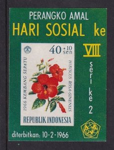 Indonesia  #198a  MNH  1966  sheet  flowers 40s  imperf