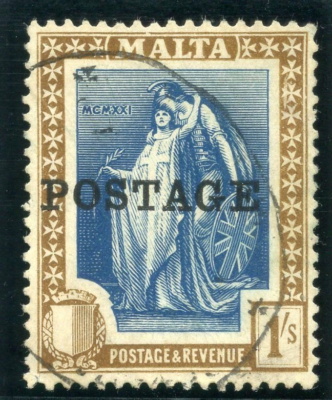 Malta 1926 KGV 1s indigo & sepia very fine used. SG 152. Sc 125.