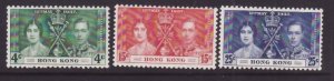 Hong Kong-Sc#151-3- id10-unused og NH set-KGVI coronation-1937-