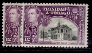 TRINIDAD & TOBAGO GVI SG252 + 252a, 12c SHADE VARIETIES, M MINT. Cat £41.