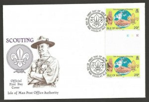 1982 Isle of Man gutter pairs Boy Scouts 75th anniversary FDC