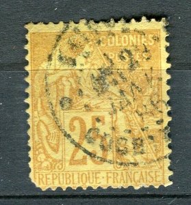 FRENCH COLONIES; 1880s General issue used 25c. value + Postmark,