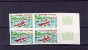 Gabon 1969 Sc#256 Canoe Mail Transport Set (1) Block of 4 Imperforated MNH VF