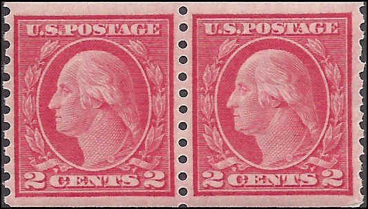 444 Mint,OG,LH... Pair... SCV $120.00... Horizontal watermark