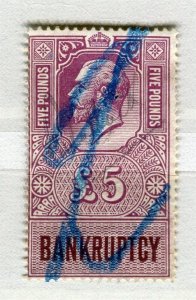 BRITAIN; 1920s early GV Bankruptcy Revenue fine used £5 value