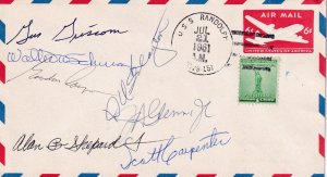 1961 USS Randolph CVS-15 Cover Autographed by 7 Mercury Astr. ... w/cert (68902)
