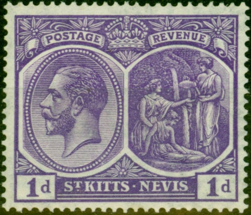 St Kitts & Nevis 1922 1d Deep Violet SG39 Fine Lightly Mtd Mint