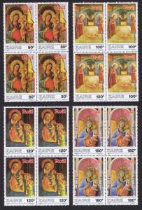 Zaire Christmas Paintings by Fr. Angelico 4v Blocks of 4 SG#1279-1282
