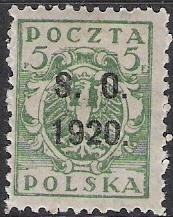 Eastern Silesia #41 Polish Issue Overprinted MH