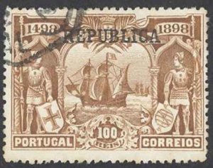 Portugal Sc# 205 Used 1911 100r Madeira overprint Vasco de Gama Issue