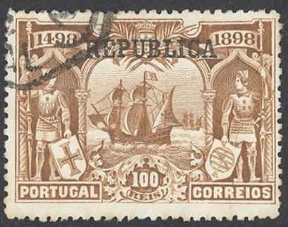 Portugal Sc# 205 Used 1911 100r Madeira overprint Vasco de Gama Issue