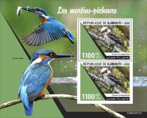 DJIBUTI - 2022 - Kingfishers - Perf Souv Sheet - Mint Never Hinged