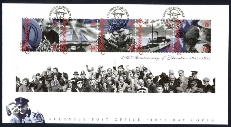 Guernsey Sc# 553-557 FDC 1995 50th Anniversary of Liberation