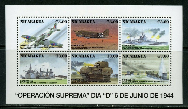 NICARAGUA 50th ANN OF THE D DAY INVASION WW II  SHEET MINT NH 