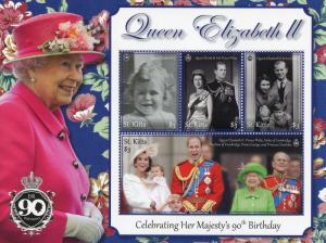 St Kitts 2017 MNH Queen Elizabeth II 90th Birthday 4v M/S Royalty Stamps