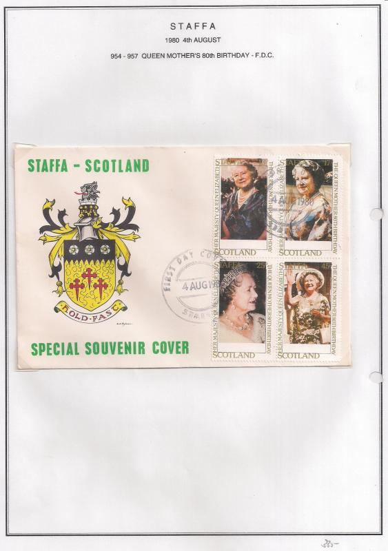 SCOTLAND - STAFFA - 1980 - Queen Mother - Perf 4v Sheet - F D C