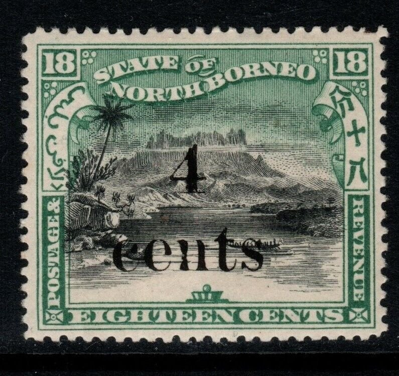 NORTH BORNEO SG150 1904 4c on 18c BLACK & GREEN MTD MINT