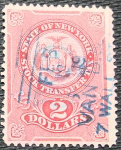 US, New York State Stock Transfer, **Used** Embossed Single