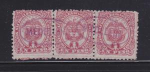 Colombia 123 Strip Of 3 U Coat Of Arms (B)