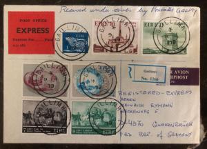 1979 Galway Ireland Registered Express Cover To West Germany High Value Stamps