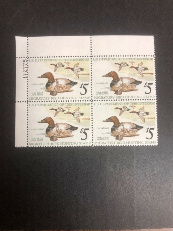 Rw42 $5 Canvasback Plate Block Of 4 Very Fine Mint Never Hinged