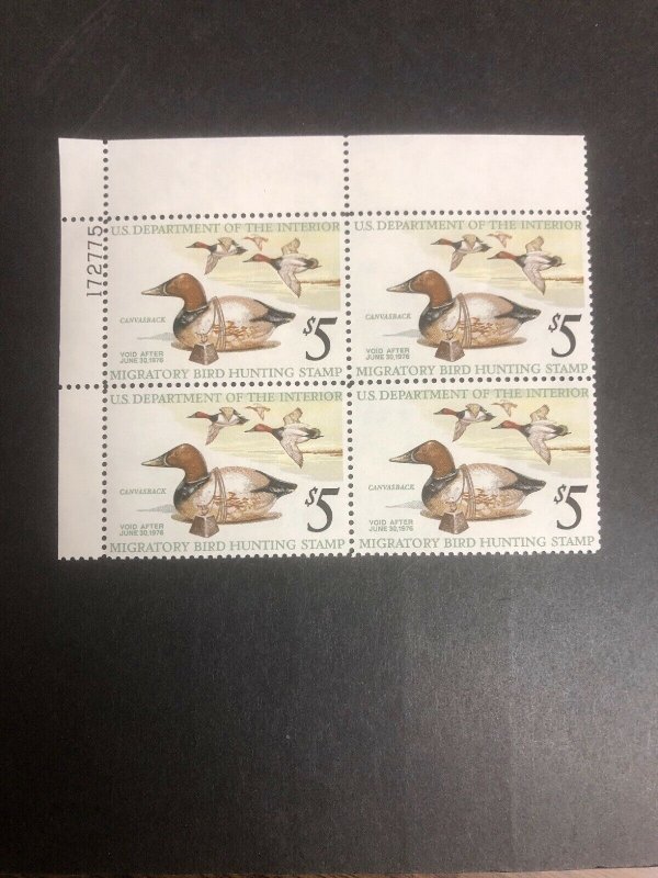 Rw42 $5 Canvasback Plate Block Of 4 Very Fine Mint Never Hinged 