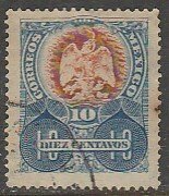 MEXICO 308, 10¢ MEXICO COAT OF ARMS. USED. VF. (897)