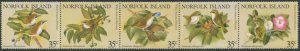 NORFOLK ISLAND Sc#287 1981 White-breasted Silvereye Bird Strip of 5 OG Mint NH