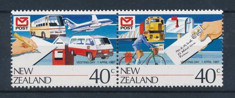 [114008] New Zealand 1987 Transport Railway trains airplane mailbox Pair MNH