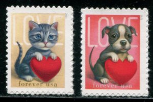 5745-5746 US (63c) Kitten & Puppy Love SA, MNH sgls