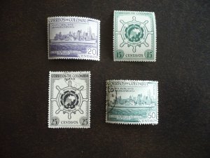 Stamps - Colombia - Scott#636-637,C270-C271 - Used & Mint H Set of 4 Stamps