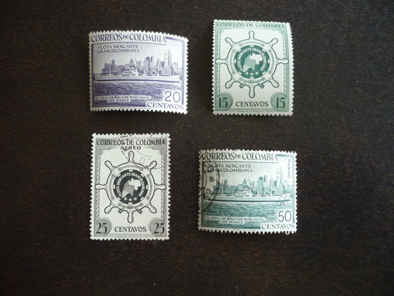 Stamps - Colombia - Scott#636-637,C270-C271 - Used & Mint H Set of 4 Stamps