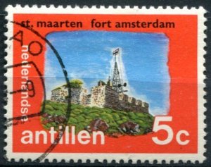 Netherlands Antilles Sc#335 Used, 5c red org & multi, Tourist Attractions (1972)