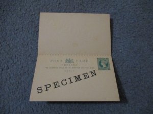 GRENADA 1886 SPECIMEN POSTAL REPLY CARD, MINT, ENTIRE, H&G #8