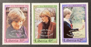 Liberia 1982, #962-4, Royal Baby O/P, MNH.