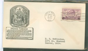 United States #782 On Cover  (Fdc)