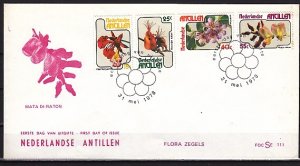 Netherlands Antilles. Scott cat. 410-413. Flowers issue. First day cover. ^