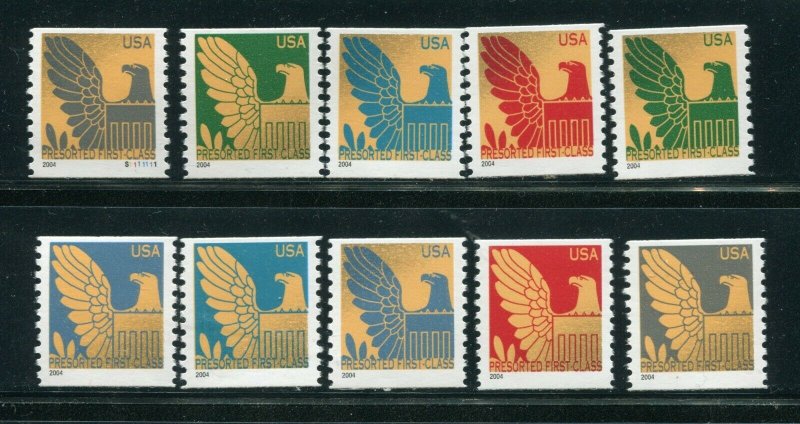 US # 3844 - 3853 Eagle Types of 2003 Dated 2004 Set MNH VF