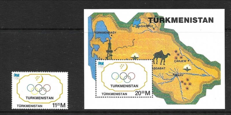 TURKMENISTAN Sc 50-51 NH issue of 1994 - 1V+S/S - OLYMPICS