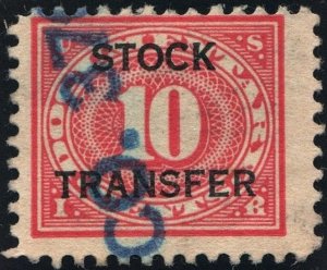 RD5 10¢ Stock Transfer Stamp (1918) Used