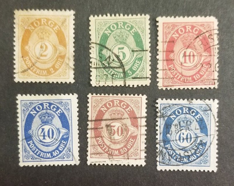 Norway Scott 48 50 51 73 74 75 Used Vintage Stamp Lot z2185