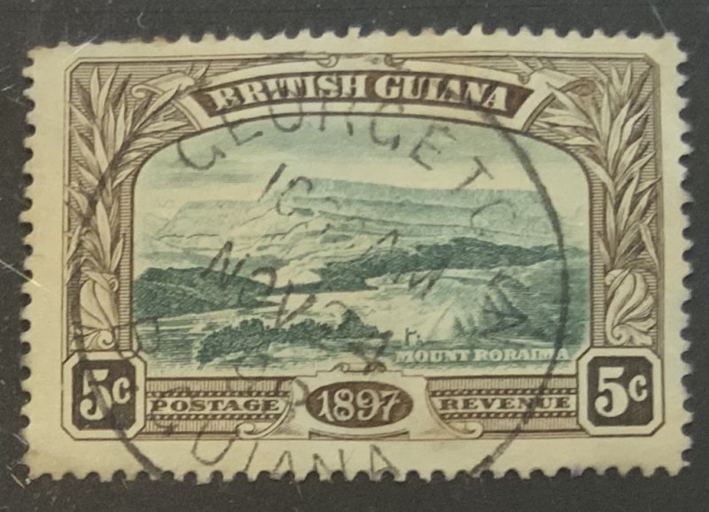 BRITISH GUIANA 1898 5 CENTS  SG219 CAT £6 SOILED ON REVERSE