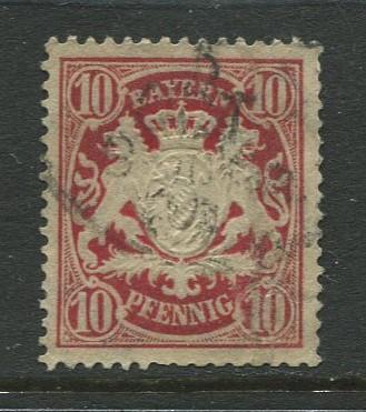 Bavaria -Scott 63 - Coat of Arms -1888 -  Used - Single 10pf Stamp