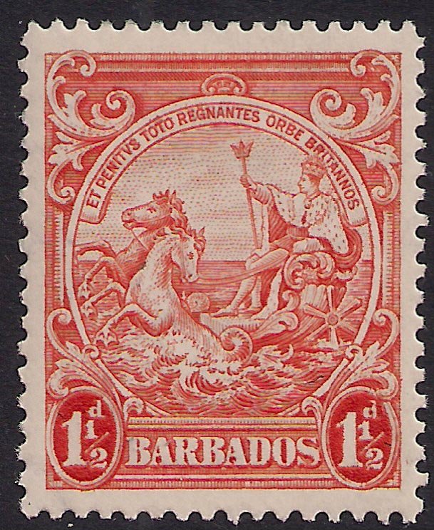Barbados 1938 - 47 KGV1 1 1/2d Orange MM SG 250 ( K1158 )