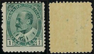 Scott 89: 1c King Edward VII Issue, fresh colour, slight offset on gum, F-NH