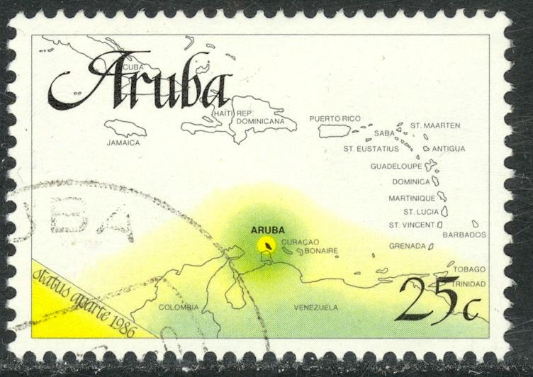 ARUBA 1986 25c MAP From INDEPENDENCE Issue Sc 18 VFU